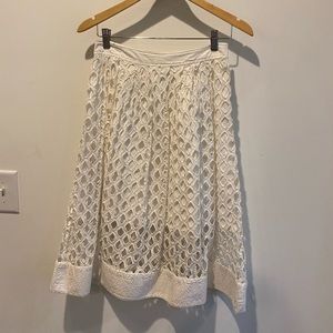 Anthropologie white midi skirt